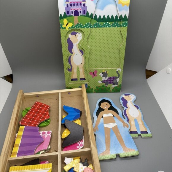 Melissa & Doug Princess Magnetic Dress Up Wooden Play Puzzle w/ Storage Case - Picture 1 of 5
